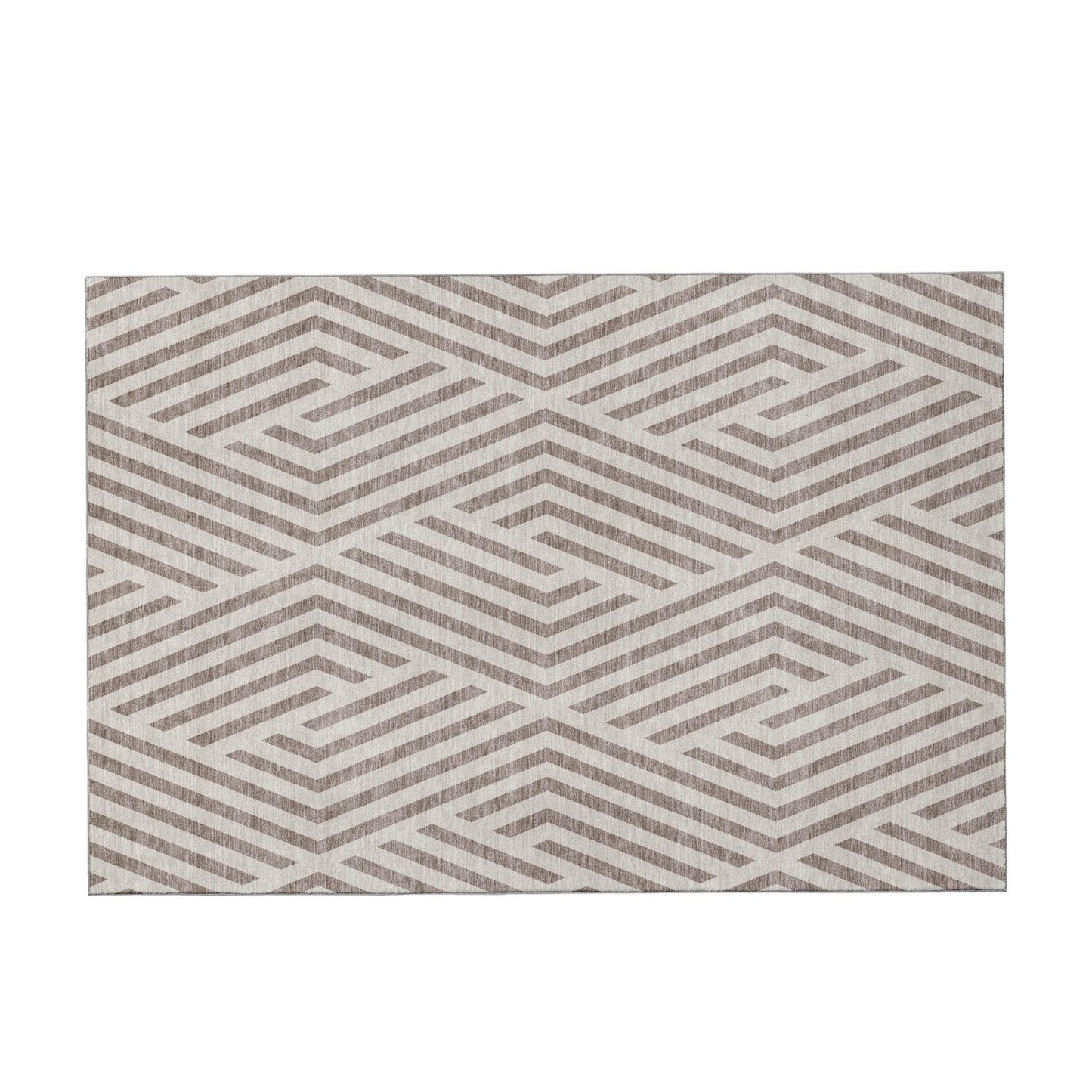 3' X 5' Taupe And Ivory Geometric Washable Area Rug With UV Protection - HomeRoots - Flyclothing LLC