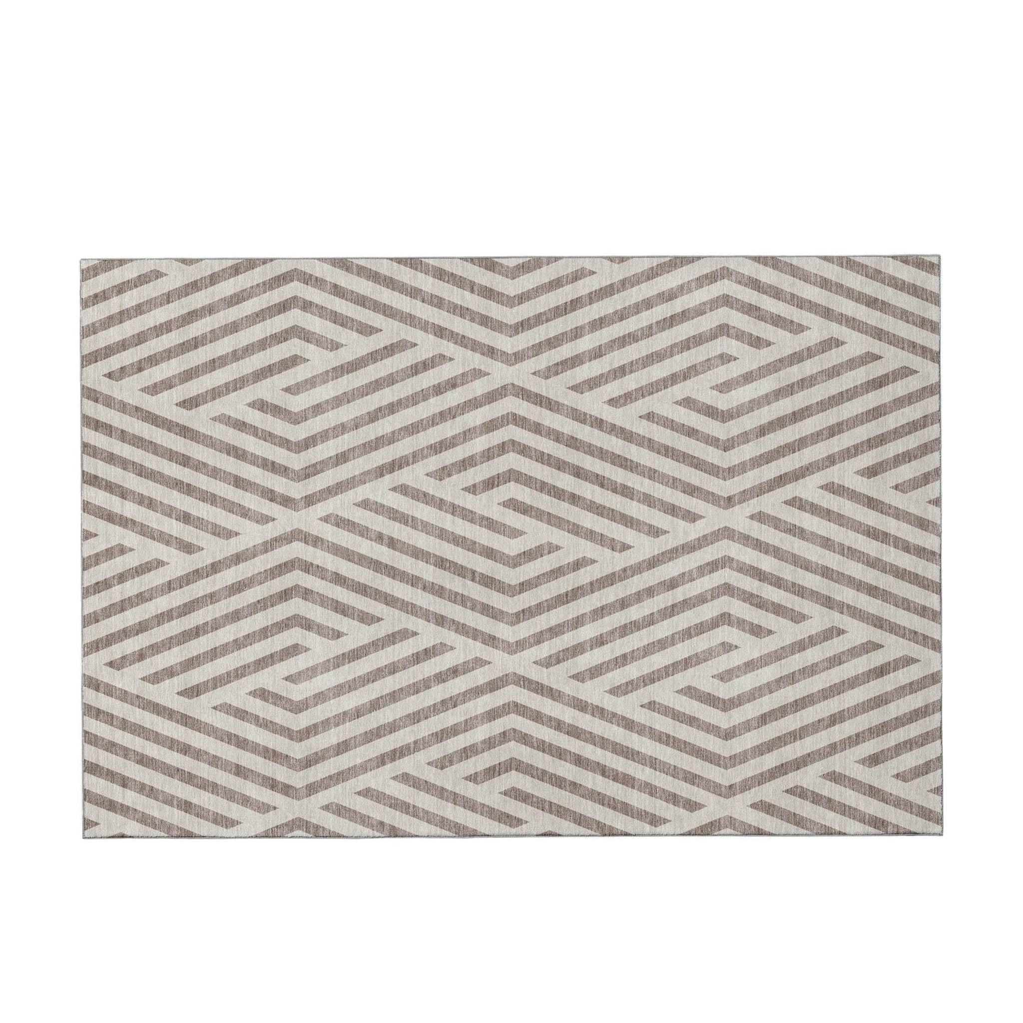 3' X 5' Taupe And Ivory Geometric Washable Area Rug With UV Protection - HomeRoots - Flyclothing LLC