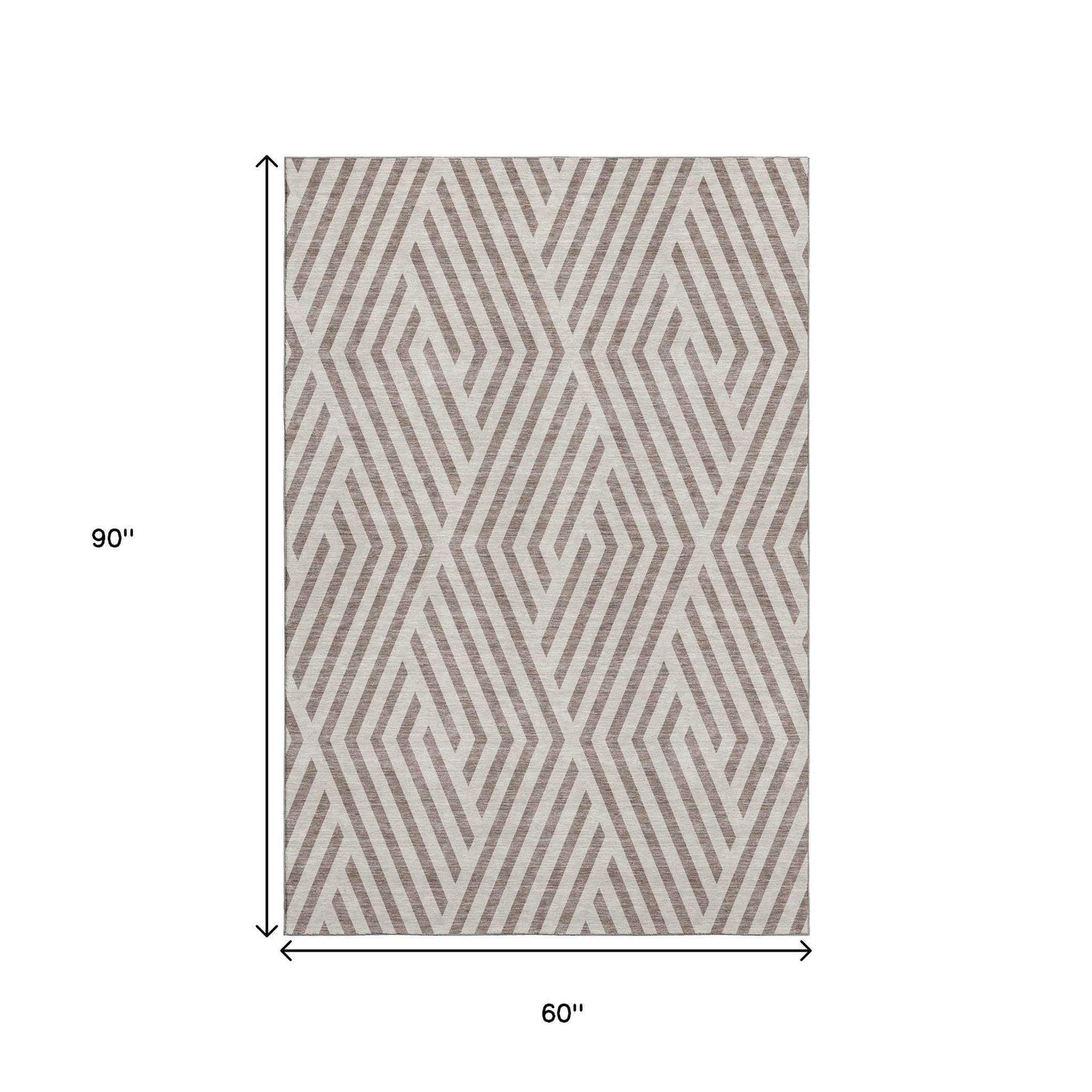 5' X 8' Taupe And Ivory Geometric Washable Area Rug With UV Protection - HomeRoots - Flyclothing LLC