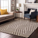 5' X 8' Taupe And Ivory Geometric Washable Area Rug With UV Protection - HomeRoots - Flyclothing LLC
