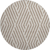 8' Taupe And Ivory Geometric Washable Round Rug With UV Protection - HomeRoots - Flyclothing LLC