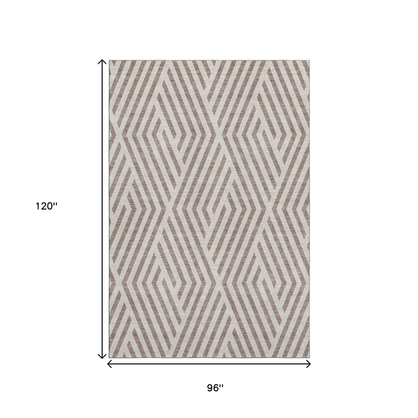 8' X 10' Taupe And Ivory Geometric Washable Area Rug With UV Protection - HomeRoots - Flyclothing LLC