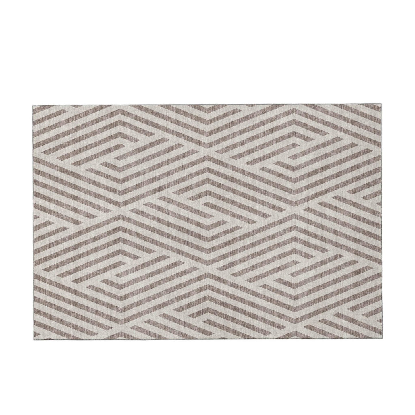 9' X 12' Taupe And Ivory Geometric Washable Area Rug With UV Protection - HomeRoots - Flyclothing LLC