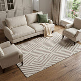 9' X 12' Taupe And Ivory Geometric Washable Area Rug With UV Protection - HomeRoots - Flyclothing LLC