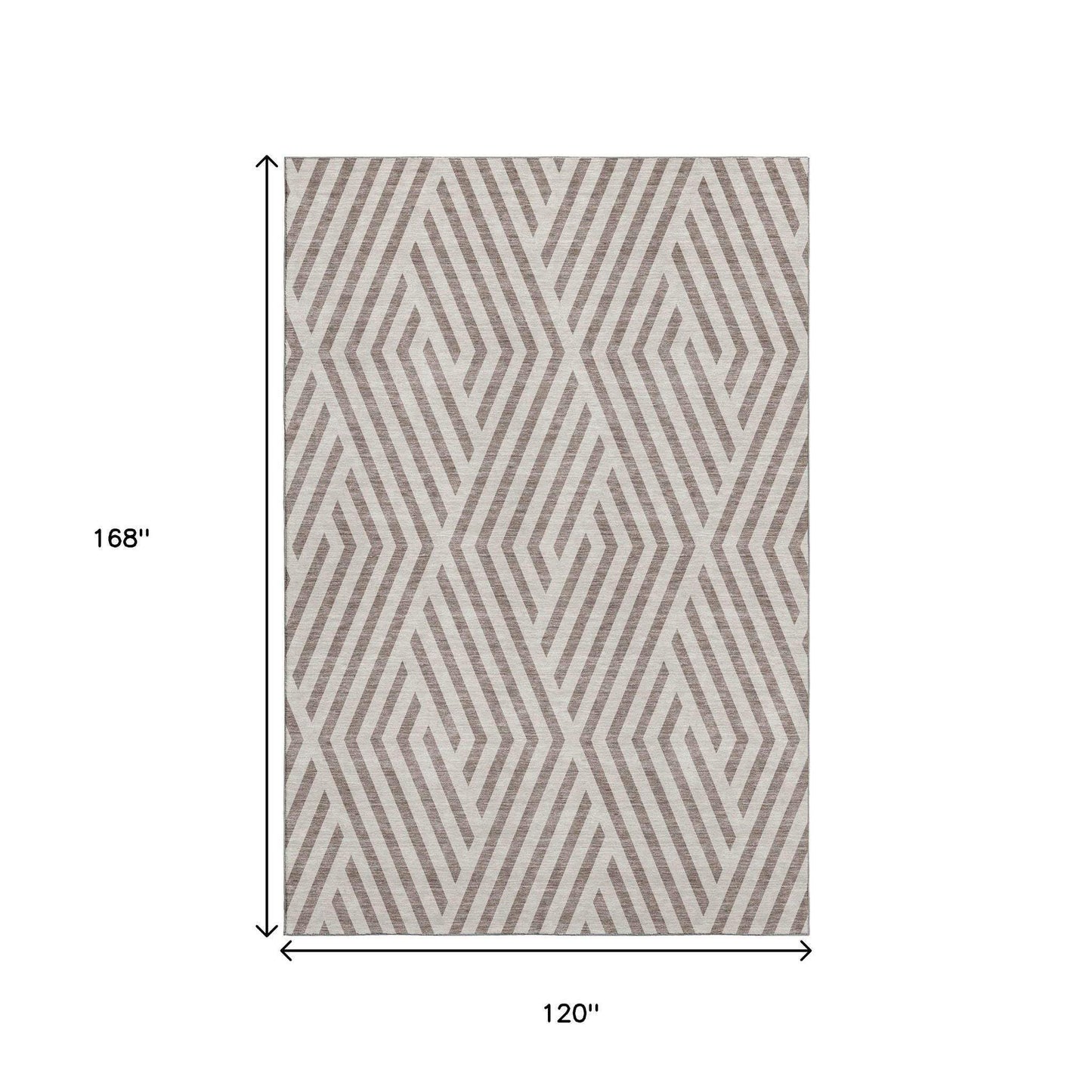 10' X 14' Taupe And Ivory Geometric Washable Area Rug With UV Protection - HomeRoots - Flyclothing LLC