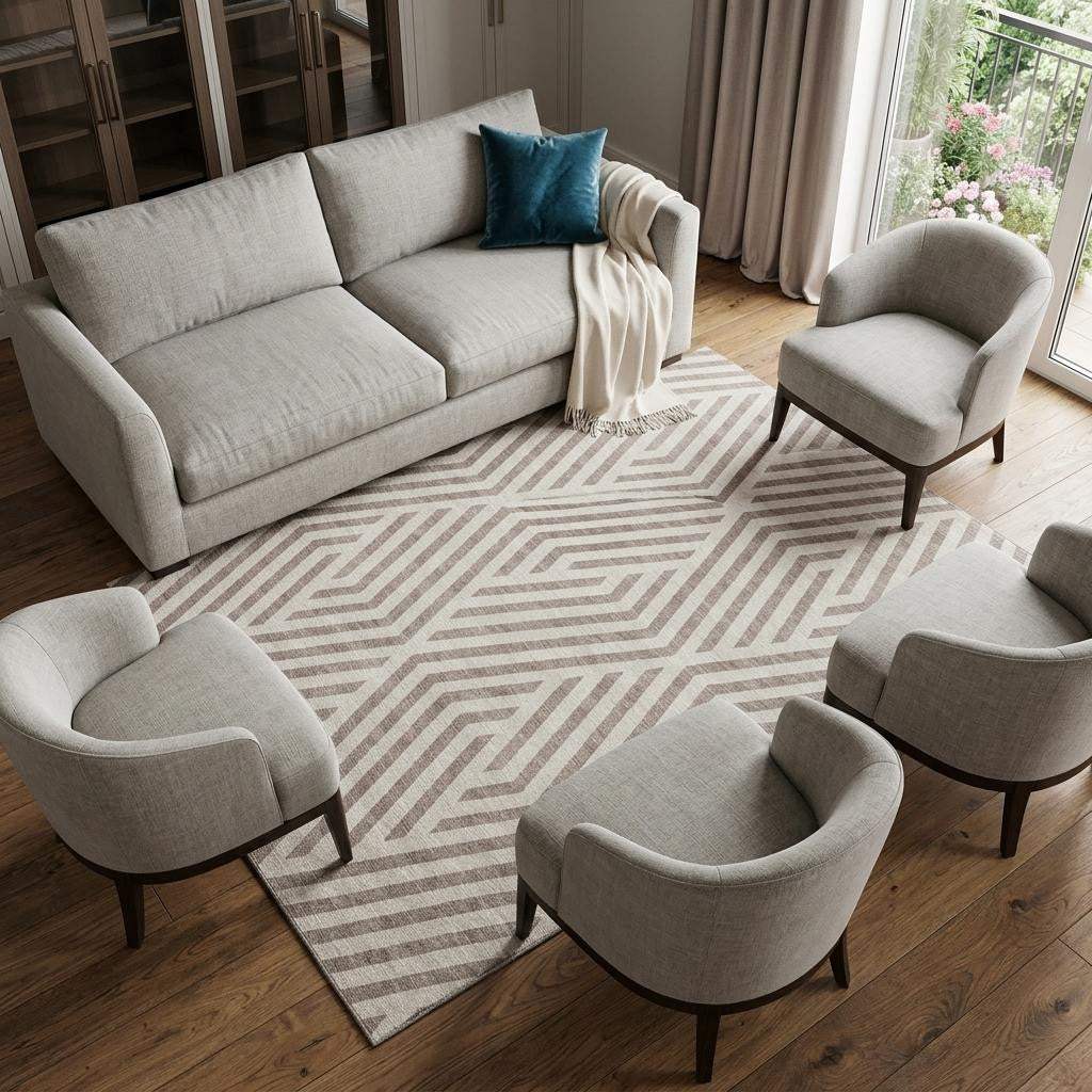 10' X 14' Taupe And Ivory Geometric Washable Area Rug With UV Protection - HomeRoots - Flyclothing LLC