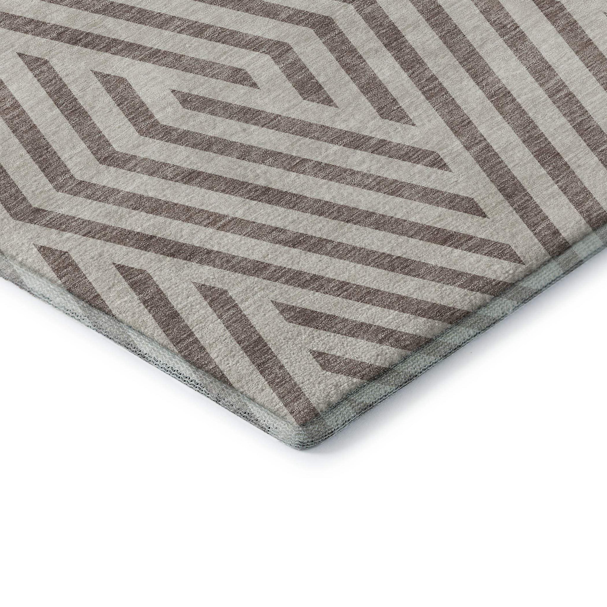 10' X 14' Taupe And Ivory Geometric Washable Area Rug With UV Protection - HomeRoots - Flyclothing LLC