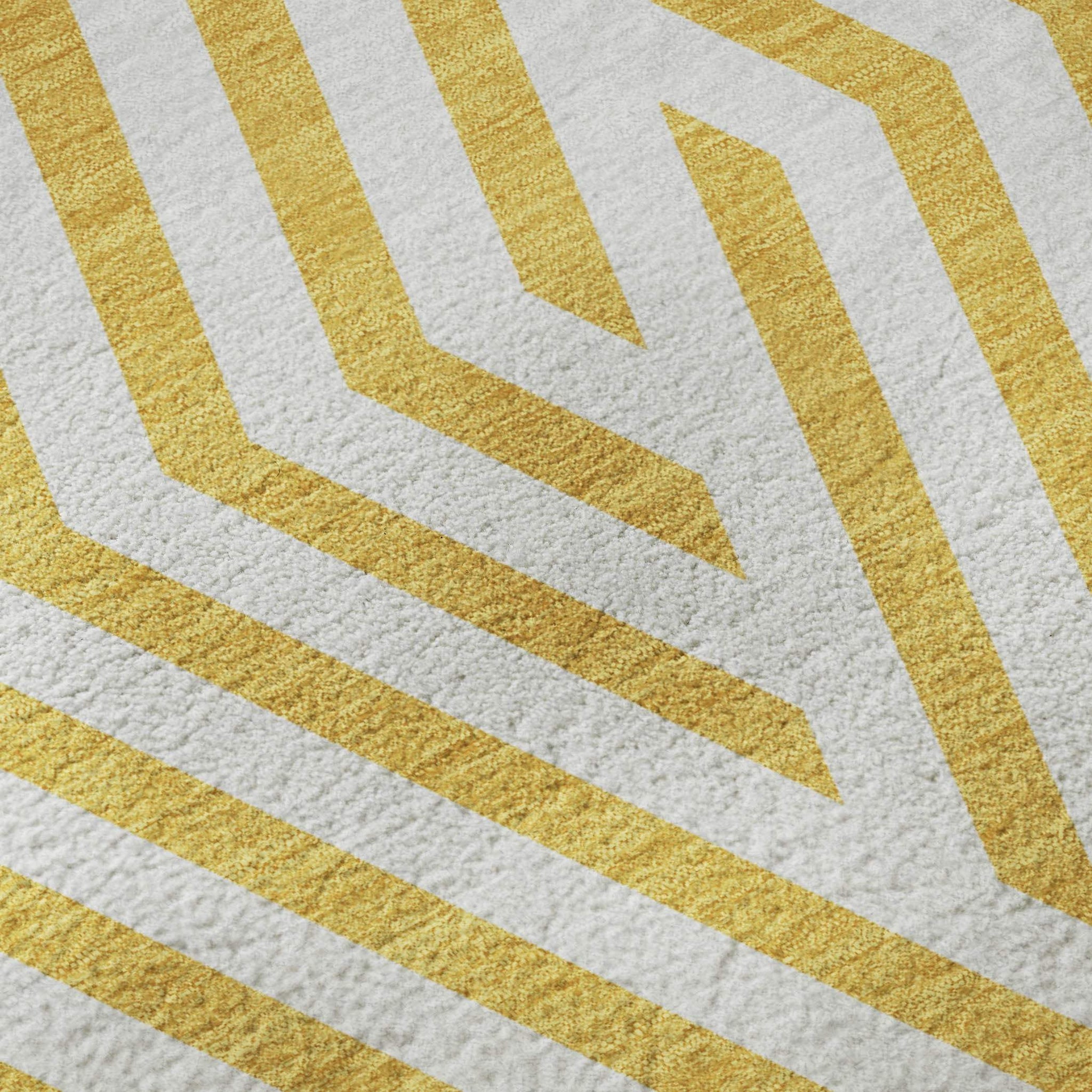 3' X 5' Yellow And Ivory Geometric Washable Area Rug With UV Protection - HomeRoots - Flyclothing LLC