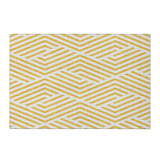 5' X 8' Yellow And Ivory Geometric Washable Area Rug With UV Protection - HomeRoots - Flyclothing LLC