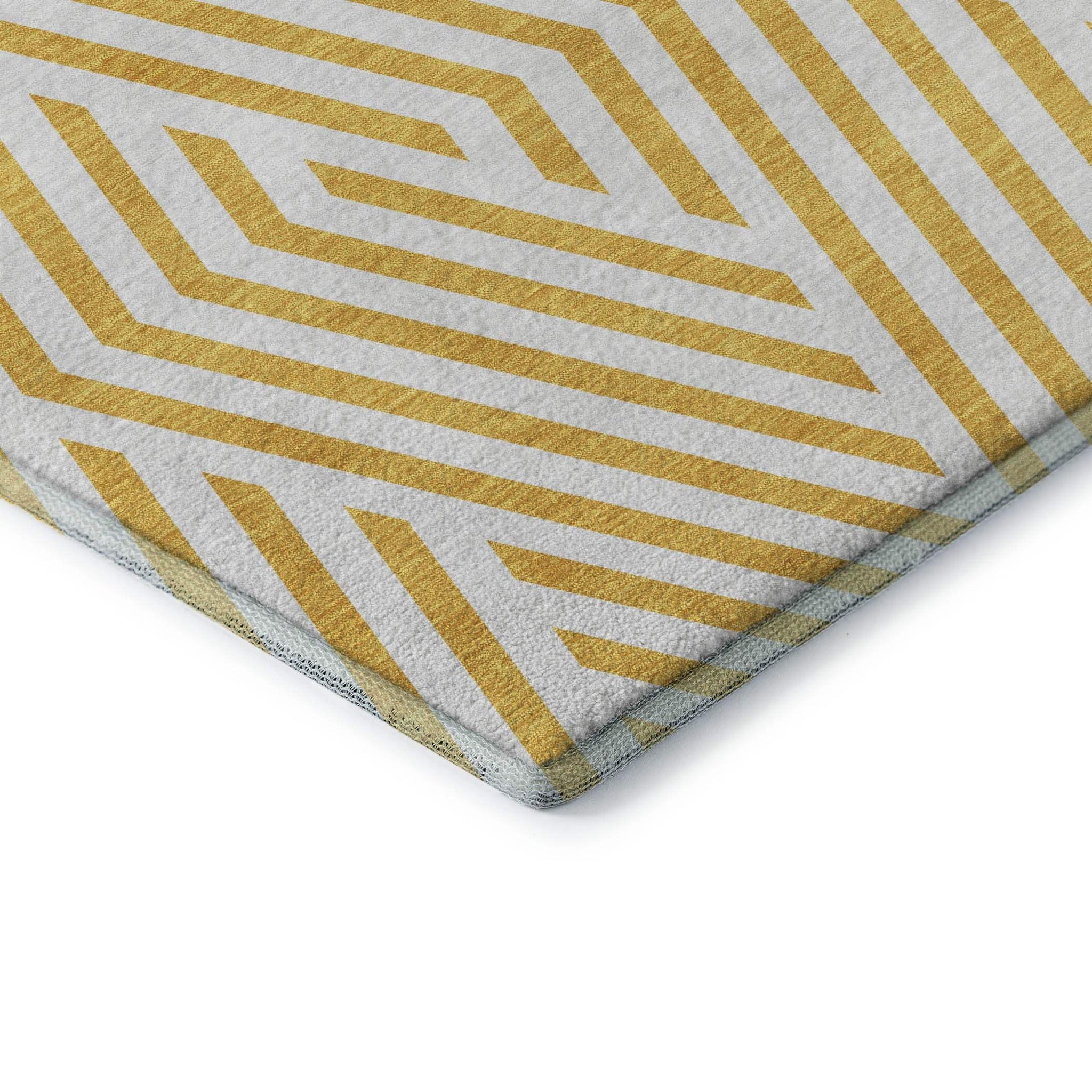 5' X 8' Yellow And Ivory Geometric Washable Area Rug With UV Protection - HomeRoots - Flyclothing LLC