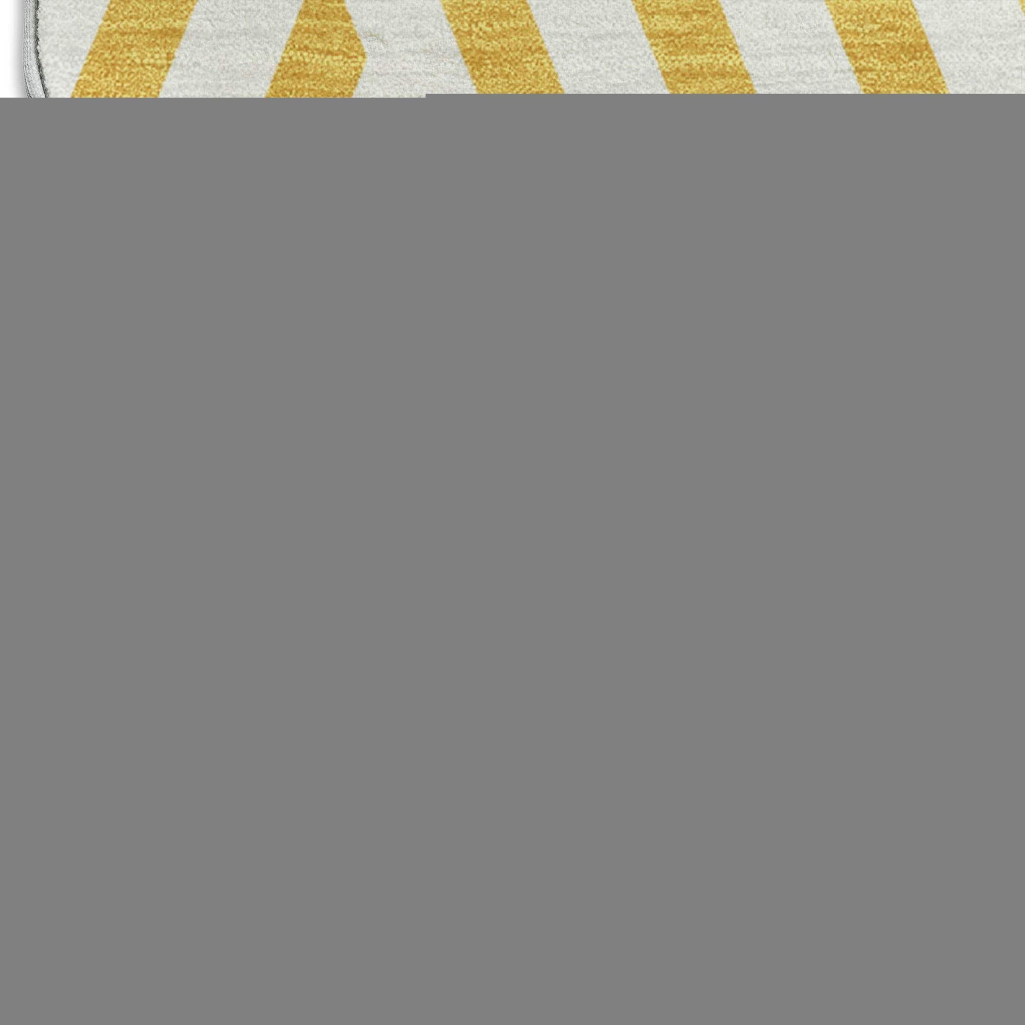 8' Yellow And Ivory Geometric Washable Round Rug With UV Protection - HomeRoots - Flyclothing LLC
