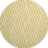 8' Yellow And Ivory Geometric Washable Round Rug With UV Protection - HomeRoots - Flyclothing LLC