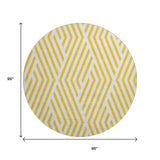 8' Yellow And Ivory Geometric Washable Round Rug With UV Protection - HomeRoots - Flyclothing LLC