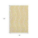 8' X 10' Yellow And Ivory Geometric Washable Area Rug With UV Protection - HomeRoots - Flyclothing LLC
