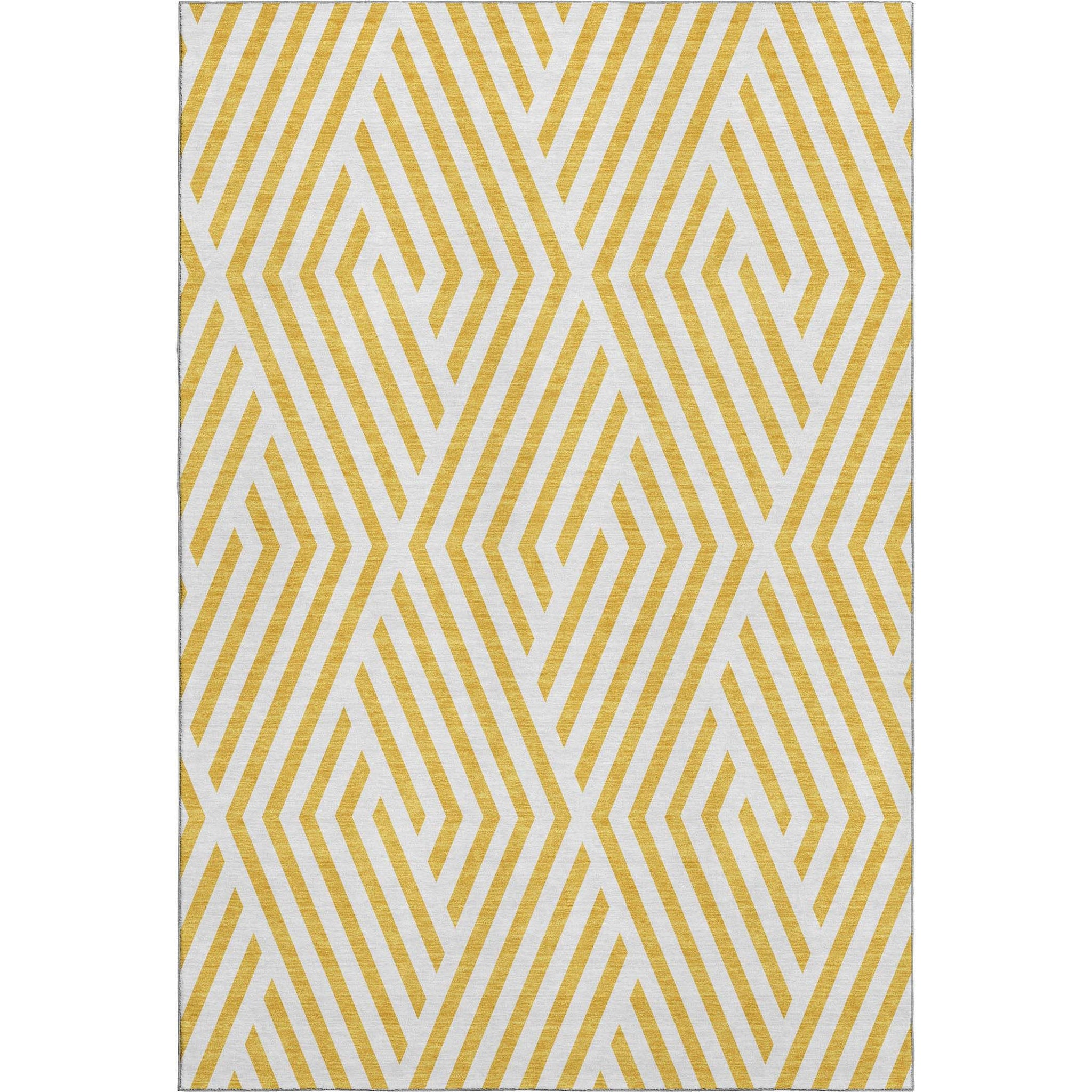 8' X 10' Yellow And Ivory Geometric Washable Area Rug With UV Protection - HomeRoots - Flyclothing LLC