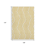 9' X 12' Yellow And Ivory Geometric Washable Area Rug With UV Protection - HomeRoots - Flyclothing LLC