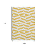 10' X 14' Yellow And Ivory Geometric Washable Area Rug With UV Protection - HomeRoots - Flyclothing LLC