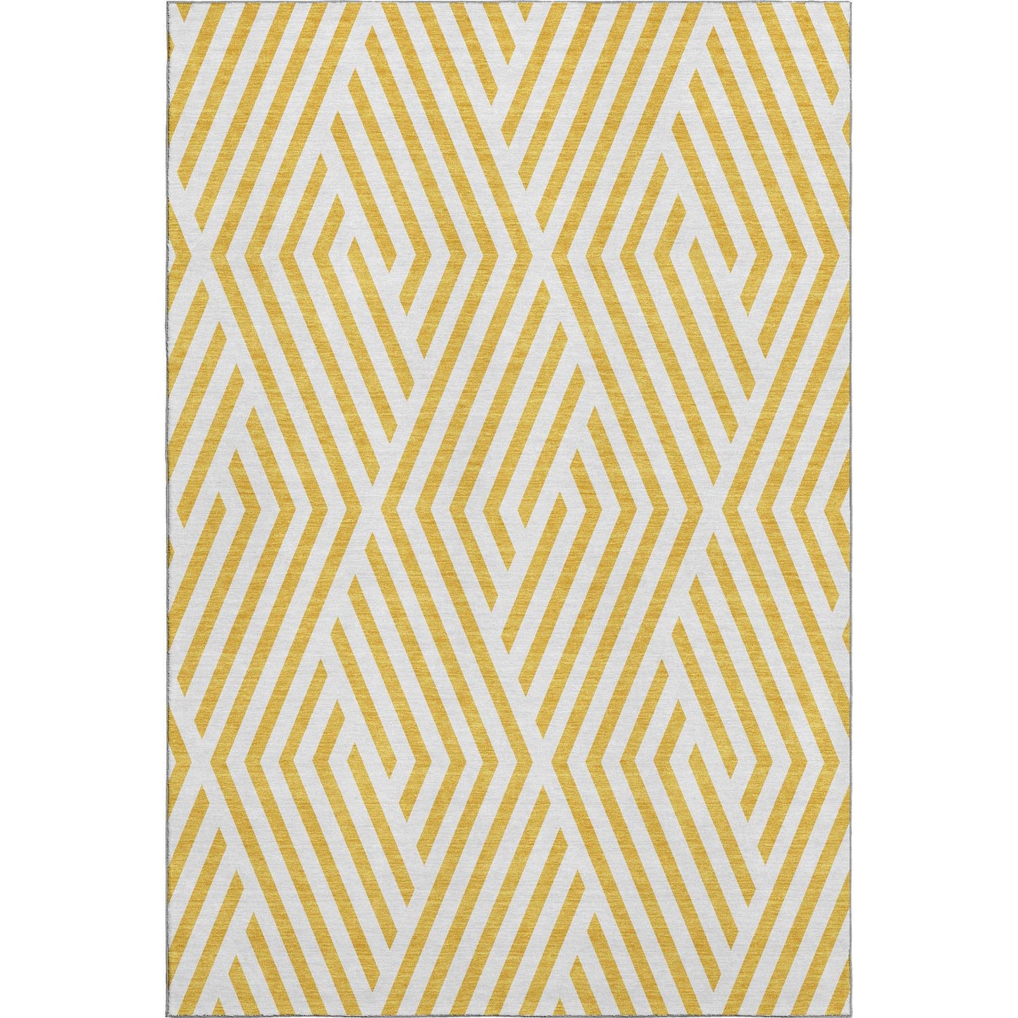 10' X 14' Yellow And Ivory Geometric Washable Area Rug With UV Protection - HomeRoots - Flyclothing LLC