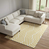 10' X 14' Yellow And Ivory Geometric Washable Area Rug With UV Protection - HomeRoots - Flyclothing LLC