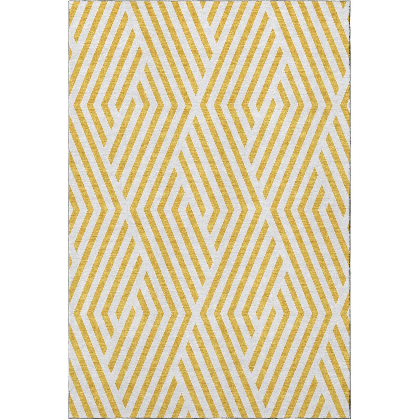 10' X 14' Yellow And Ivory Geometric Washable Area Rug With UV Protection - HomeRoots - Flyclothing LLC