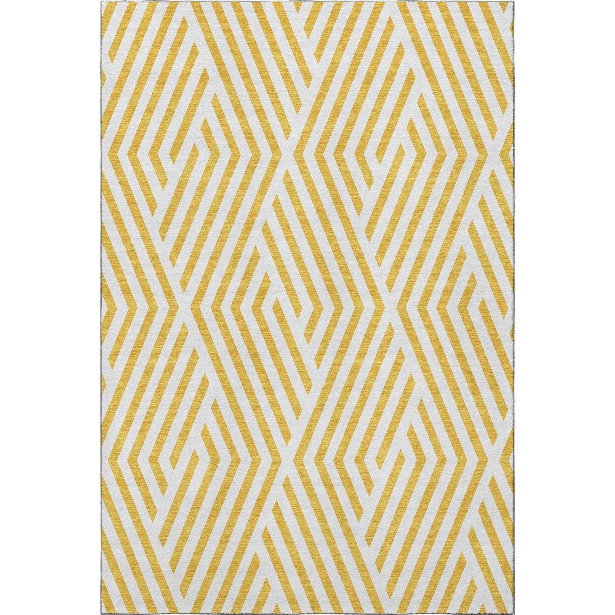 10' X 14' Yellow And Ivory Geometric Washable Area Rug With UV Protection - HomeRoots - Flyclothing LLC