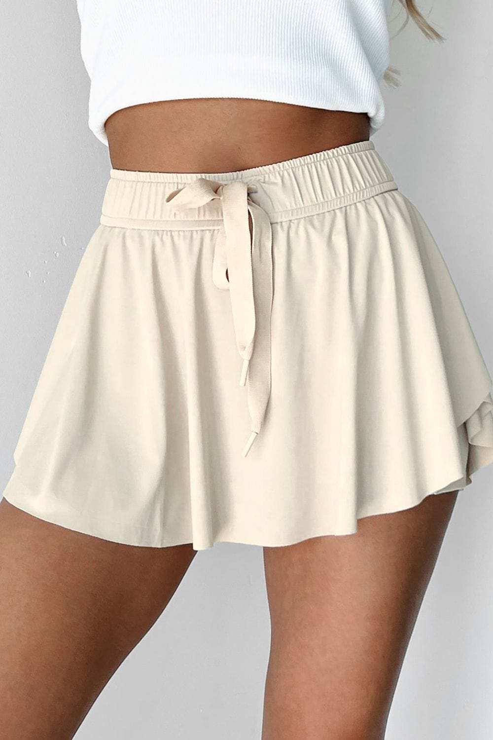 Drawstring High Waist Lined Active Skorts - Trendsi - Flyclothing LLC
