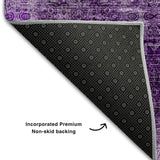 5' X 8' Eggplant And Ivory Floral Medallion Distressed Washable Area Rug With UV Protection - HomeRoots - Flyclothing LLC