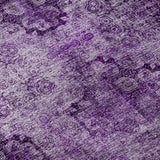 5' X 8' Eggplant And Ivory Floral Medallion Distressed Washable Area Rug With UV Protection - HomeRoots - Flyclothing LLC