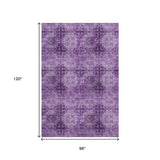 8' X 10' Eggplant And Ivory Floral Medallion Distressed Washable Area Rug With UV Protection - HomeRoots - Flyclothing LLC