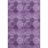8' X 10' Eggplant And Ivory Floral Medallion Distressed Washable Area Rug With UV Protection - HomeRoots - Flyclothing LLC