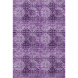 8' X 10' Eggplant And Ivory Floral Medallion Distressed Washable Area Rug With UV Protection - HomeRoots - Flyclothing LLC