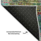 3' X 5' Green Blush And Teal Floral Medallion Distressed Washable Area Rug With UV Protection - HomeRoots - Flyclothing LLC