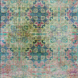 5' X 8' Green Blush And Teal Floral Medallion Distressed Washable Area Rug With UV Protection - HomeRoots - Flyclothing LLC
