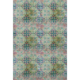 9' X 12' Green Blush And Teal Floral Medallion Distressed Washable Area Rug With UV Protection - HomeRoots - Flyclothing LLC