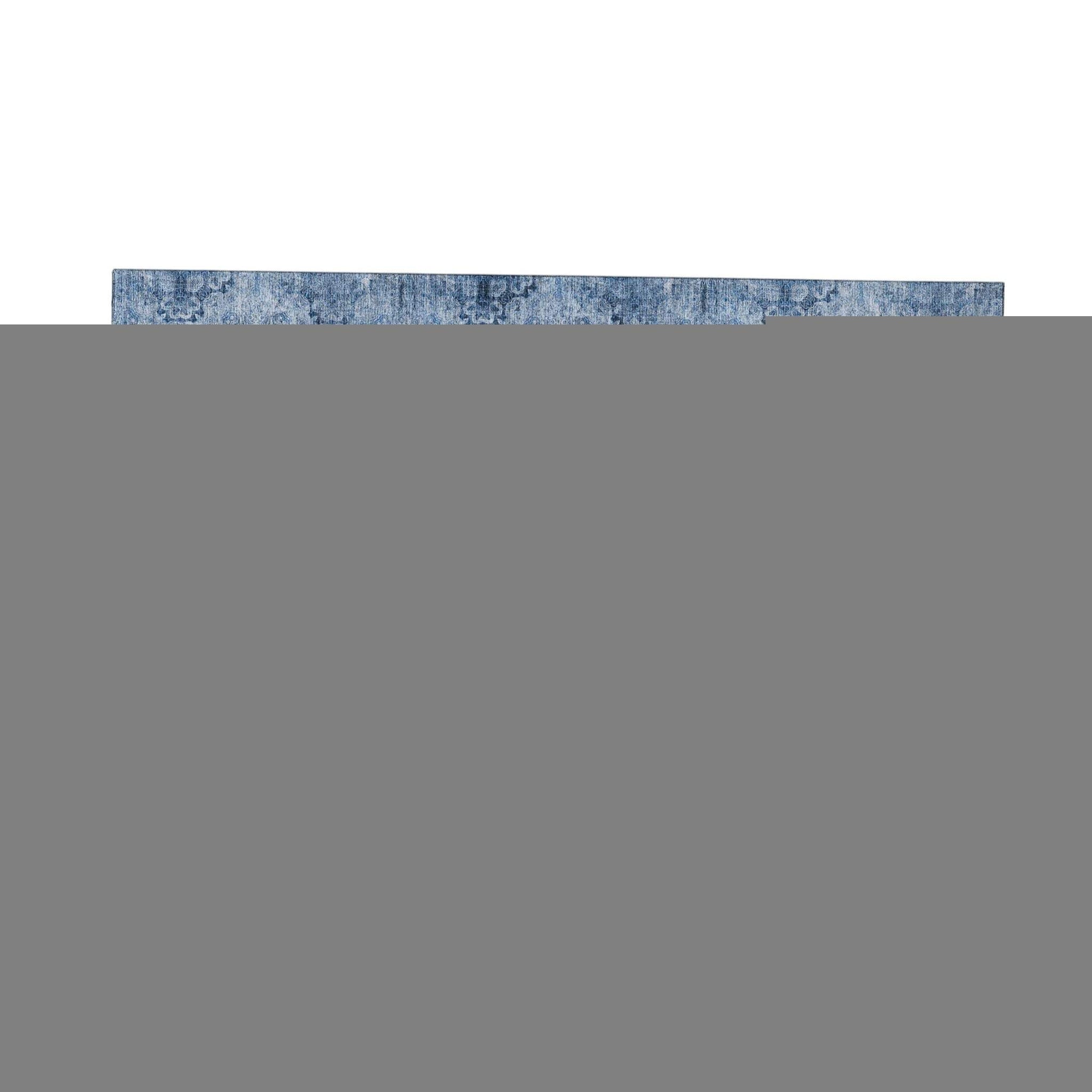 3' X 5' Navy Blue And Ivory Floral Medallion Distressed Washable Area Rug With UV Protection - HomeRoots - Flyclothing LLC