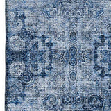 3' X 5' Navy Blue And Ivory Floral Medallion Distressed Washable Area Rug With UV Protection - HomeRoots - Flyclothing LLC