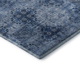 5' X 8' Navy Blue And Ivory Floral Medallion Distressed Washable Area Rug With UV Protection - HomeRoots - Flyclothing LLC