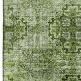 3' X 5' Olive Green And Ivory Floral Medallion Distressed Washable Area Rug With UV Protection - HomeRoots - Flyclothing LLC