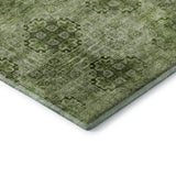5' X 8' Olive Green And Ivory Floral Medallion Distressed Washable Area Rug With UV Protection - HomeRoots - Flyclothing LLC