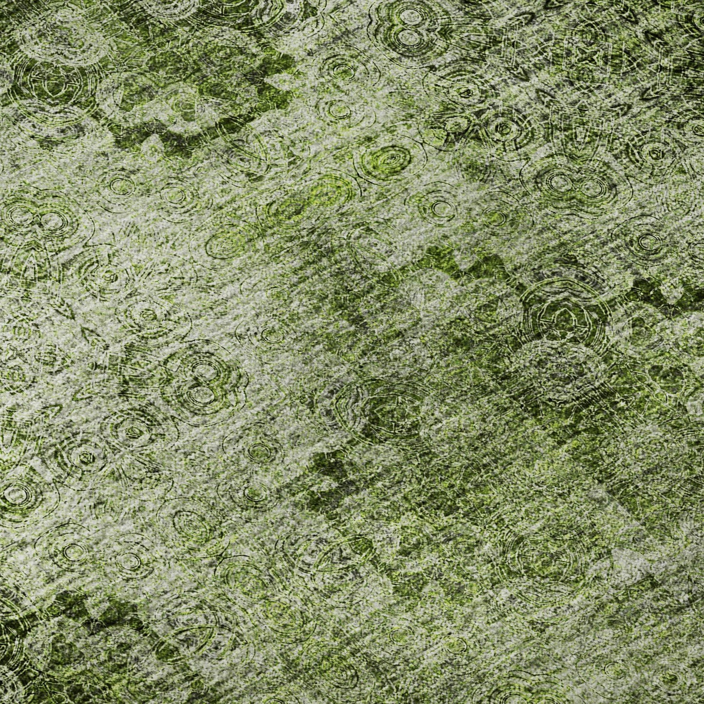 5' X 8' Olive Green And Ivory Floral Medallion Distressed Washable Area Rug With UV Protection - HomeRoots - Flyclothing LLC