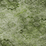 5' X 8' Olive Green And Ivory Floral Medallion Distressed Washable Area Rug With UV Protection - HomeRoots - Flyclothing LLC