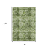 8' X 10' Olive Green And Ivory Floral Medallion Distressed Washable Area Rug With UV Protection - HomeRoots - Flyclothing LLC