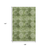 9' X 12' Olive Green And Ivory Floral Medallion Distressed Washable Area Rug With UV Protection - HomeRoots - Flyclothing LLC