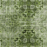 10' X 14' Olive Green And Ivory Floral Medallion Distressed Washable Area Rug With UV Protection - HomeRoots - Flyclothing LLC