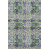 3' X 5' Purple Green And Ivory Floral Medallion Distressed Washable Area Rug With UV Protection - HomeRoots - Flyclothing LLC