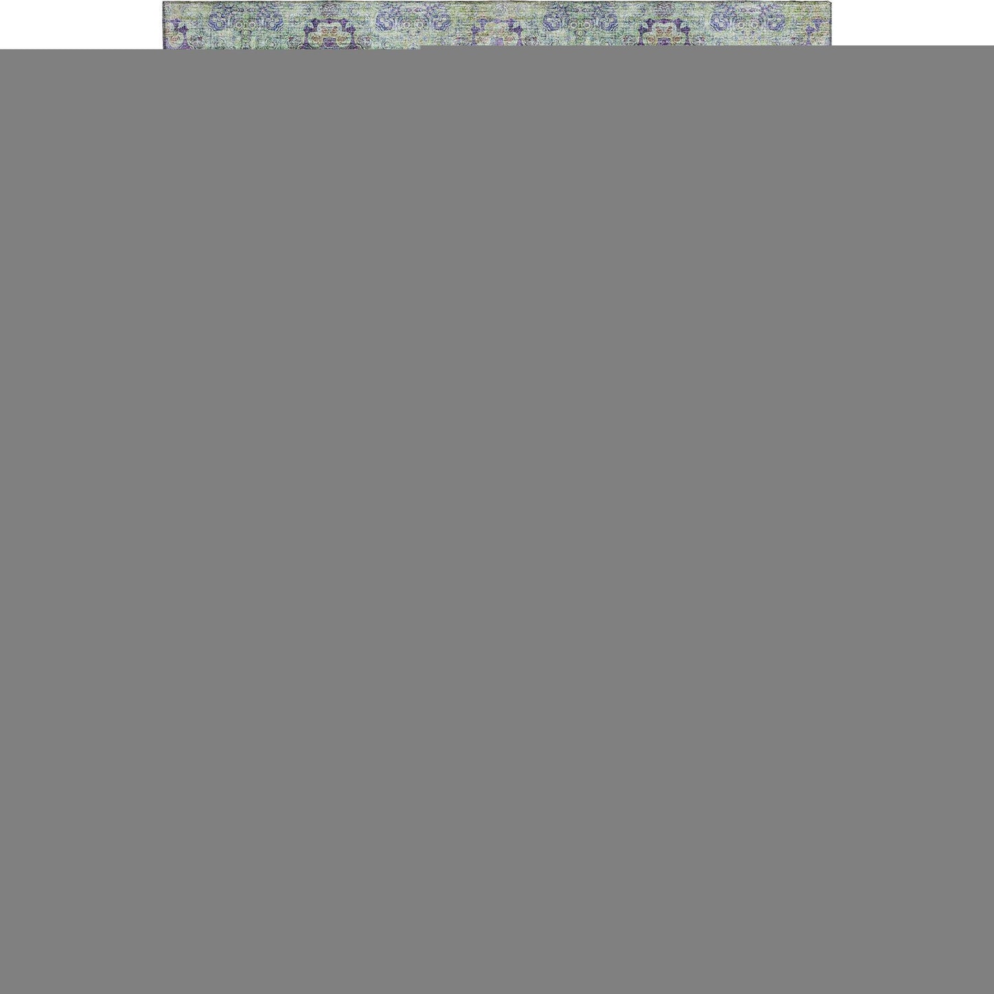 9' X 12' Purple Green And Ivory Floral Medallion Distressed Washable Area Rug With UV Protection - HomeRoots - Flyclothing LLC