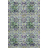 10' X 14' Purple Green And Ivory Floral Medallion Distressed Washable Area Rug With UV Protection - HomeRoots - Flyclothing LLC