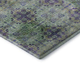 10' X 14' Purple Green And Ivory Floral Medallion Distressed Washable Area Rug With UV Protection - HomeRoots - Flyclothing LLC