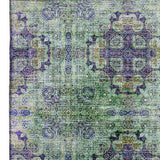 10' X 14' Purple Green And Ivory Floral Medallion Distressed Washable Area Rug With UV Protection - HomeRoots - Flyclothing LLC