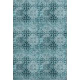8' X 10' Teal And Ivory Floral Medallion Distressed Washable Area Rug With UV Protection - HomeRoots - Flyclothing LLC